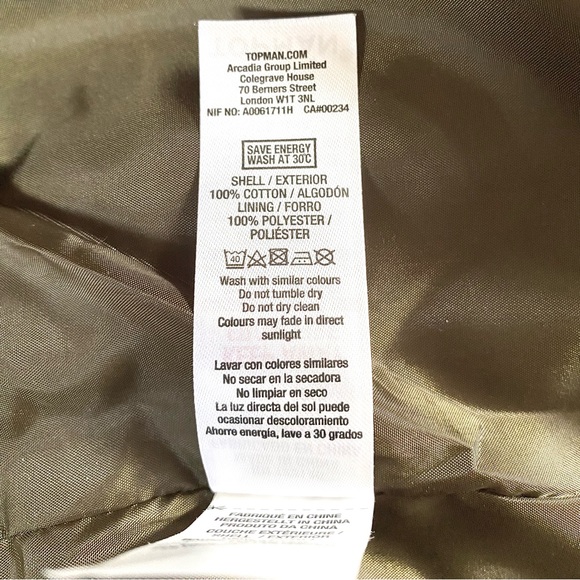 TOPMAN LIGHTWEIGHT MEN'S BOMBER JACKET OLIVE/KHAKI, 100% COTTON, SIZE LARGE NWOT - Picture 15 of 15